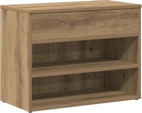 vidaXL kézműves tölgy színű szerelt fa cipőtároló pad 60 x 30 x 45 cm