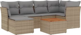 vidaXL 7 részes vegyes bézs polyrattan kerti ülőgarnitúra párnákkal