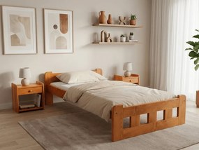 Naomi magasított ágy 90x200 cm, égerfa Ágyrács: Ágyrács nélkül, Matrac: Coco Maxi 20 cm matrac