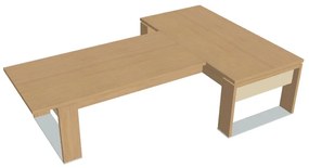 Verno+ S asztal 200 x 300 cm, kiegészítő íróasztallal, világos tölgy / vanília