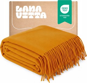 Gyapjú takaró Meleg "Leon" 100% Ausztrál Gyapjú Pléd Sárga 140х200 cm