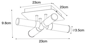 Modern fürdőszobai mennyezeti lámpa fekete 4-lámpás IP44 - Bath