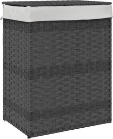 vidaXL szürke polyrattan szennyeskosár fedéllel 46x33x60 cm