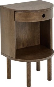 Sötét natúr színű éjjeliszekrény tölgyfa dekorral Paron – Actona