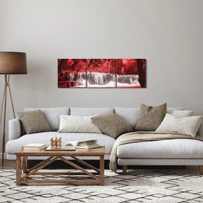 Kép - Vízesés, piros (órával) (90x30 cm)