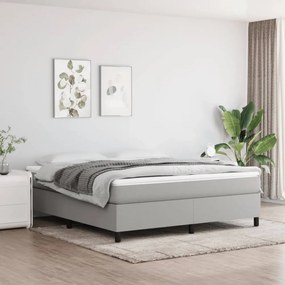 Világosszürke szövet rugós ágy matraccal 160 x 200 cm