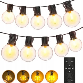 Kerti Fényfüzér Fénydekoráció 20M Izzó 37 Led Kültéri Lámpa