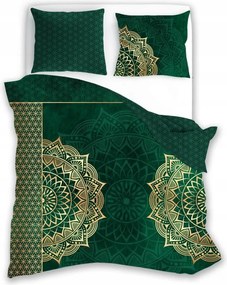 Elegáns Zöld-arany Ágyneműhuzat Mandala Pamut Szatén 220x200
