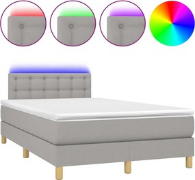 vidaXL világosszürke szövet rugós és LED-es ágy matraccal 120 x 200 cm