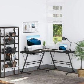 HOMCOM Számítógép Íróasztal Otthoni Irodához - 2 Típusú L-alakú Sarokasztal 130x130x73,5 cm Egyenes Íróasztal Acél Váz | Aosom