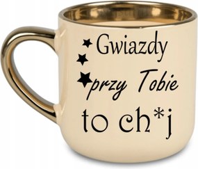 Elegáns bögre Csillagok melletted ch.j arany díszítéssel 400 Krém