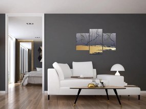 Kép - Kék és arany absztrakció N⁰1 (90x60 cm)