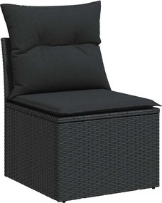vidaXL fekete polyrattan kerti kanapé karfa nélkül párnákkal