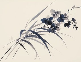 Poszter 65x50cm Orchidea szépiában