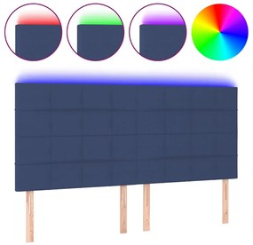 kék szövet LED-es fejtámla 180x5x118/128 cm