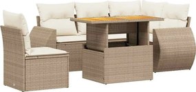 vidaXL 6 részes bézs polyrattan kerti ülőgarnitúra párnával