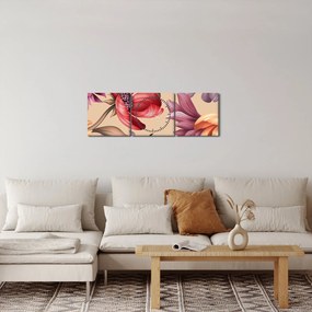 Kép - Vintage virágok (órával) (90x30 cm)