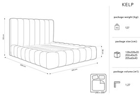 Bézs kárpitozott franciaágy tárolóhellyel, ágyráccsal 200x200 cm Kelp – Micadoni Home