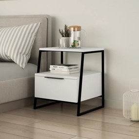 Fehér éjjeliszekrény polcokkal Pal – Kalune Design