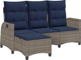 vidaXL L-alakú szürke polyrattan fekvő kerti kanapé párnákkal