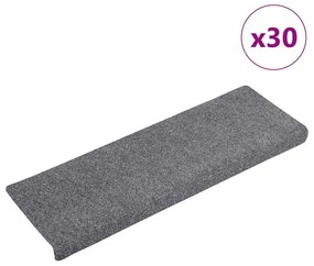 30 db öntapadós lépcsőszőnyeg, világosszürke, téglalap alakú széllel, 65 x 21 x 4 cm