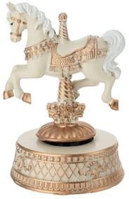 Karácsonyi Körhinta alakú ló zenélő doboz 16 cm