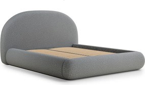 Szürke kárpitozott ágyneműtartós franciaágy ágyráccsal 180x200 cm Maumere – Maison de Rêve