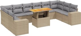 vidaXL 11 részes bézs polyrattan kerti ülőgarnitúra párnákkal