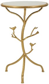 Arany színű lerakóasztal madárkákkal és márvány felülettel – Dekoratív
