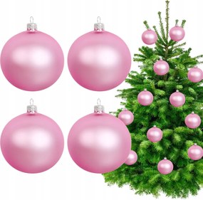 Rózsaszín Üveg Bombák Kpl 4db Lengyel Buborékok Világos rózsaszín karácsonyfa gömbök