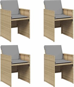 vidaXL 4 db vegyes bézs polyrattan kerti szék párnával