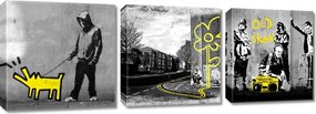 Festmények Triptichonok 3x 30x30 Banksy Három változat