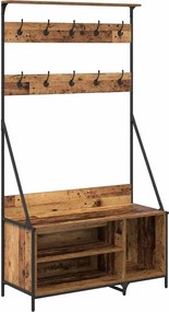 vidaXL Ruhafogó polcokkal tárolóval Öreg fa 100 x 41 x 184 cm Faanyag