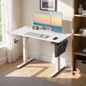Állítható elektromos íróasztal 4 memória magassággal, 120x60cm, fehér