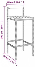 7 részes szürke polyrattan és tömör akácfa kerti bárszett