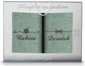 Hímzett Törölköző Szett 2DB 70x140 Nagymama Napja Nagypapa Világos Hamu