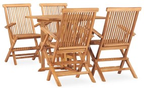 vidaXL 5 részes kültéri összecsukható tömör tíkfa étkezőgarnitúra