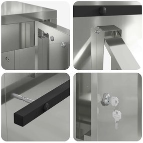 postaláda Fekete 30 x 23 x 55 cm Horganyzott acél