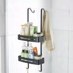 Fürdőszobai Polc zuhany alatt fürdőszoba akasztós-rozsdamentes acél-fekete