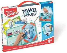 Kreatív készségfejlesztő tábla, átlátszó, törölhető, utazótáskával, MAPED CREATIV, Travel Board, állati móka (IMAC969310)
