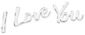 Koptatott fehér fa felirat I Love You 28x10cm