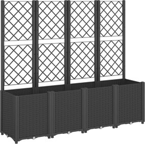 vidaXL fekete polipropilén rácsos kerti ültetőláda 160 x 40 x 140 cm