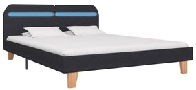 sötétszürke szövet ágykeret LED-es matrac nélkül 150x200 cm