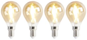 4 db E14-es LED izzó készlet P45 arany 2W 180lm 2100K