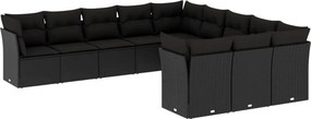 vidaXL 11 részes fekete polyrattan kerti ülőgarnitúra párnákkal