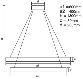 LED állítható fényerejű csillár kábellel LED/140W/230V 3000-6500K + DO