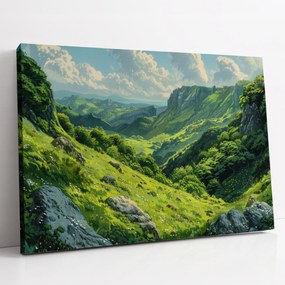 Vászonkép Zöld völgy a hegyek között tájkép nappali szobába 80x60
