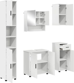 vidaXL Fürdőszoba bútor szett fiókkal 5 pcs Fehér Faanyag & Fém