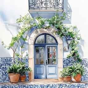 Vászonkép Canvas Építészet Ház Ajtó Azulejos Kerámia 80x80