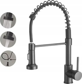 Konyhai Csaptelep Flexibilis Fekete Mosogató Álló 360° Flexibilis Csaptelep